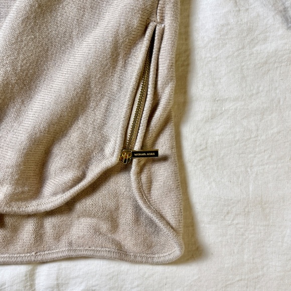 Michael Kors Tan Long Sleeve Long Sweater Boat Neck Side Zip Lightweight Small - Picture 5 of 10